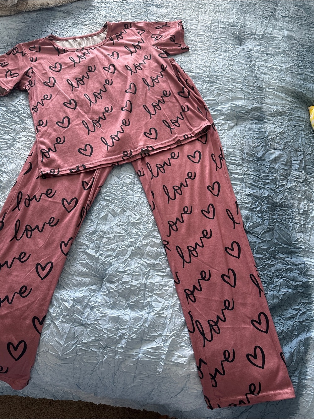 163. Pink 'Love' Heart Pajama Set
